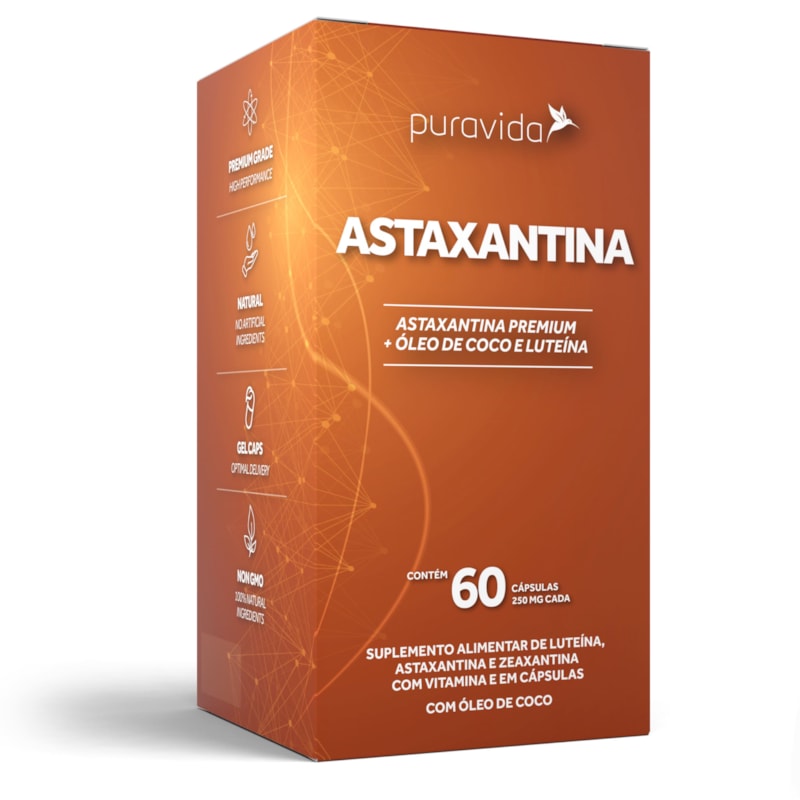 Astaxantina Microalga Antioxidante Natural com Alto Teor de Vitamina E 60 caps
