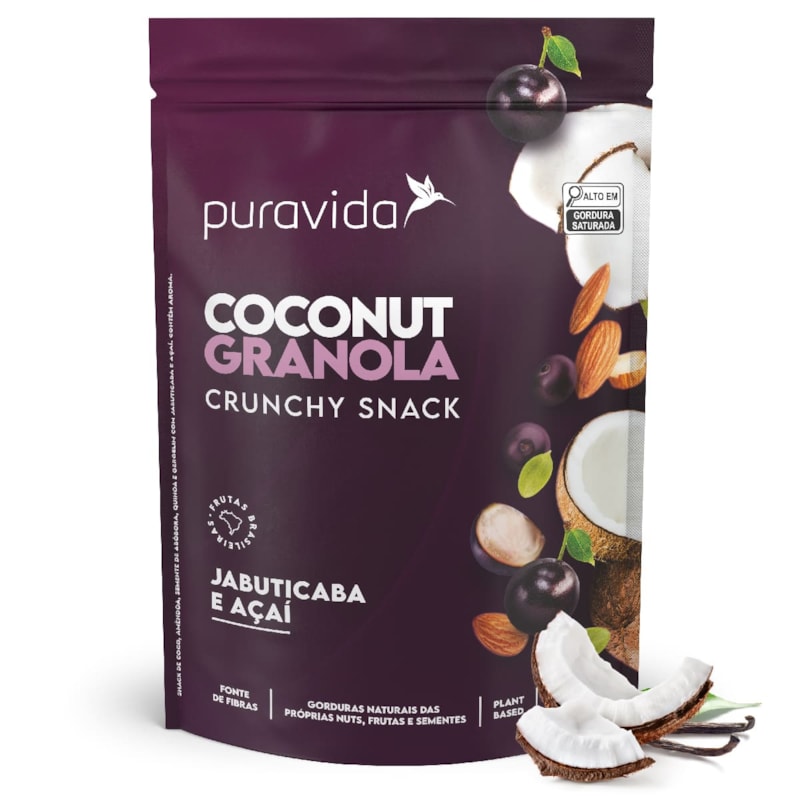 Coconut Granola Jabuticaba, Jabuticaba, Sem Açúcar, Zero Glúten, Snack Vegano