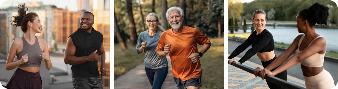 Sequência de pessoas realizando atividade física