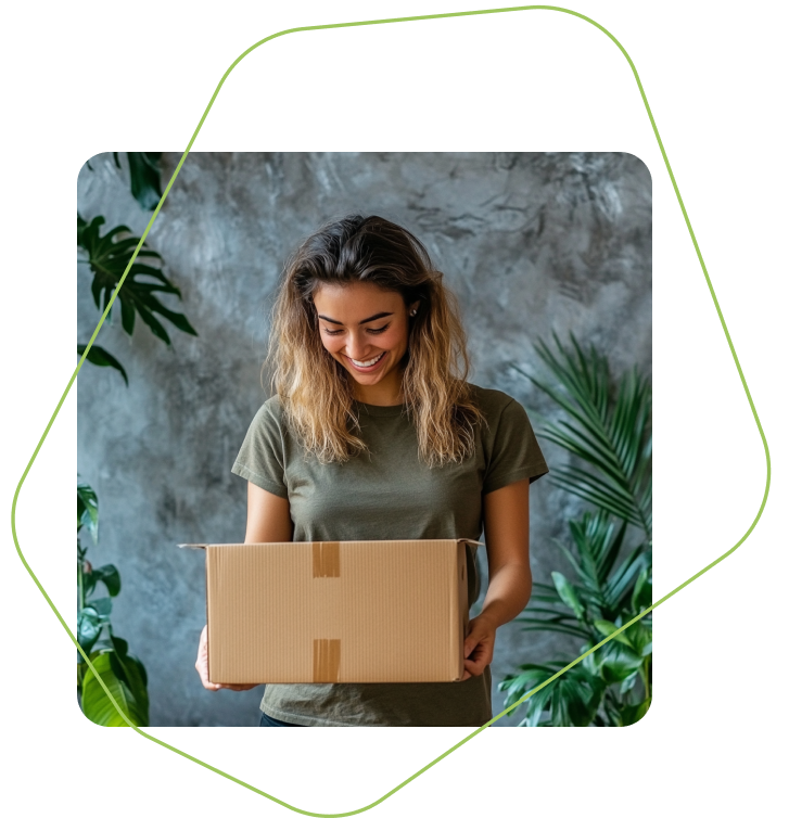 Mulher com caixa de entrega